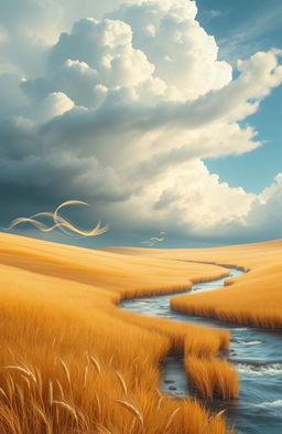 A serene and poetic landscape featuring wind and serene movement, inspired by the themes of the verse