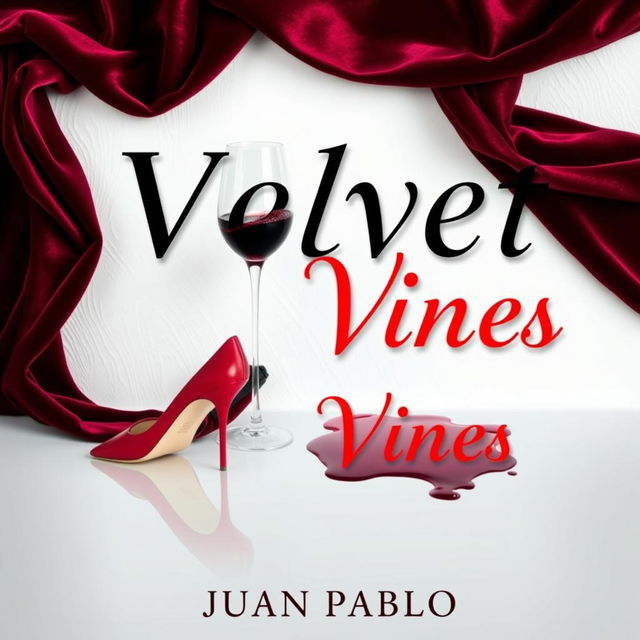 A dramatic title cover for a murder mystery novel titled 'Velvet Vines' by Juan Pablo