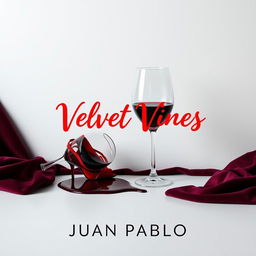A dramatic title cover for a murder mystery novel titled 'Velvet Vines' by Juan Pablo