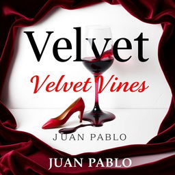 A dramatic title cover for a murder mystery novel titled 'Velvet Vines' by Juan Pablo