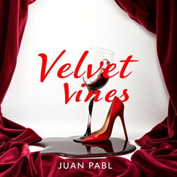A dramatic title cover for a murder mystery novel titled 'Velvet Vines' by Juan Pablo