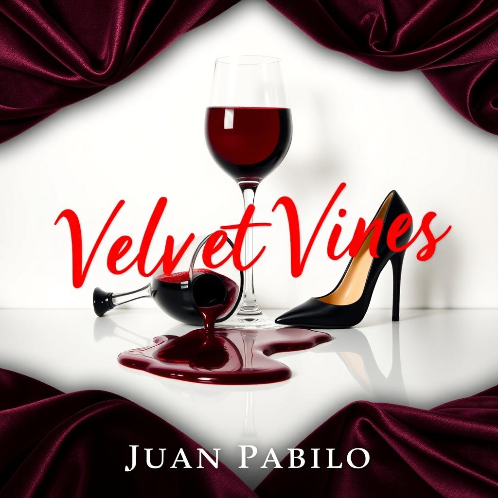 An intriguing novel cover for a murder mystery titled 'Velvet Vines' by Juan Pablo