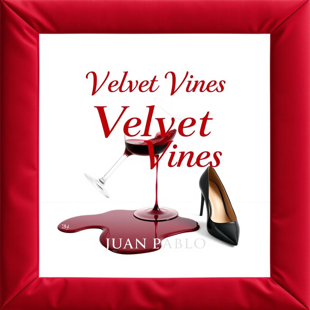 A clean and creative novel cover design for a murder mystery titled 'Velvet Vines' by Juan Pablo