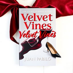 A clean and creative novel cover design for a murder mystery titled 'Velvet Vines' by Juan Pablo