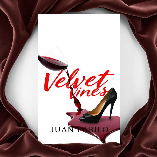 A clean and creative novel cover design for a murder mystery titled 'Velvet Vines' by Juan Pablo