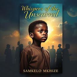 A captivating book cover design for 'Whispers of the Unscarred' by Samkelo Mkhize