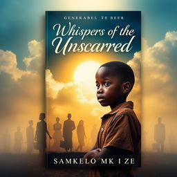 A captivating book cover design for 'Whispers of the Unscarred' by Samkelo Mkhize