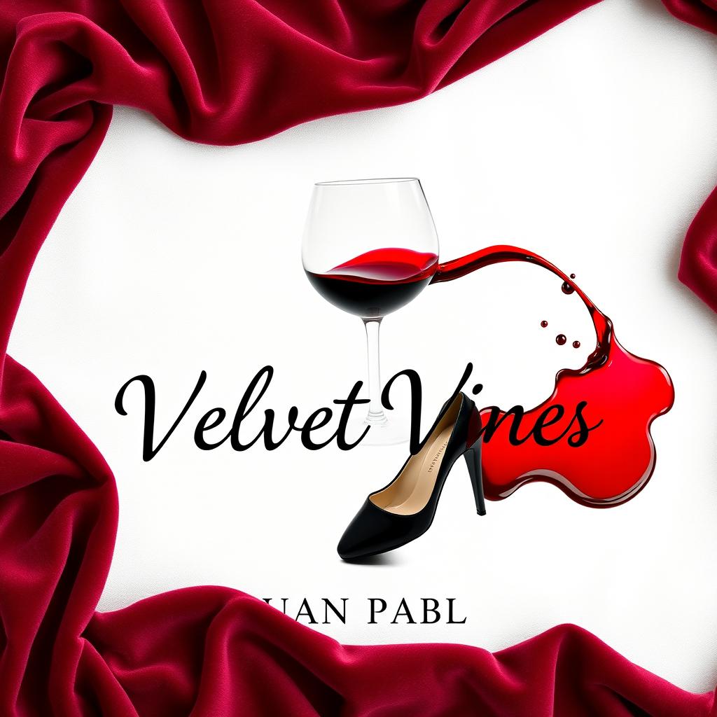 A clean and creative novel cover design for a murder mystery titled 'Velvet Vines' by Juan Pablo