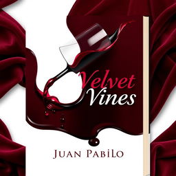 A stylish and creative novel cover design for a murder mystery titled 'Velvet Vines' by Juan Pablo