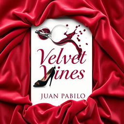 A stylish and creative novel cover design for a murder mystery titled 'Velvet Vines' by Juan Pablo