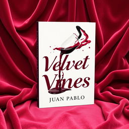 A stylish and creative novel cover design for a murder mystery titled 'Velvet Vines' by Juan Pablo