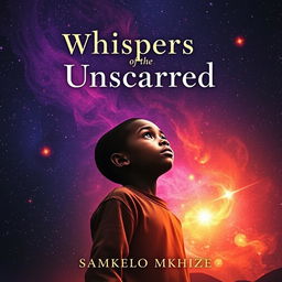 A striking book cover design for 'Whispers of the Unscarred' by Samkelo Mkhize