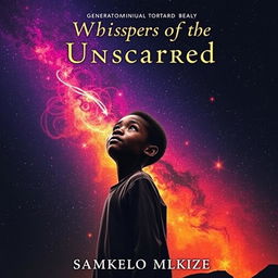 A striking book cover design for 'Whispers of the Unscarred' by Samkelo Mkhize