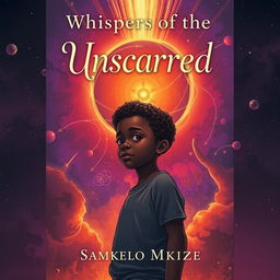 A mesmerizing book cover design for 'Whispers of the Unscarred' by Samkelo Mkhize