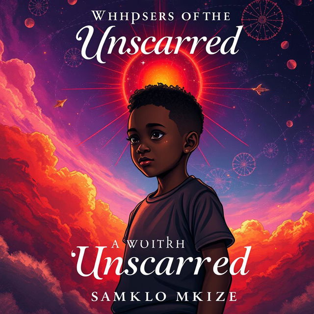 A mesmerizing book cover design for 'Whispers of the Unscarred' by Samkelo Mkhize