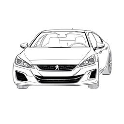 A stunning linear sketch of the Peugeot 308, highlighting its sleek design and modern features