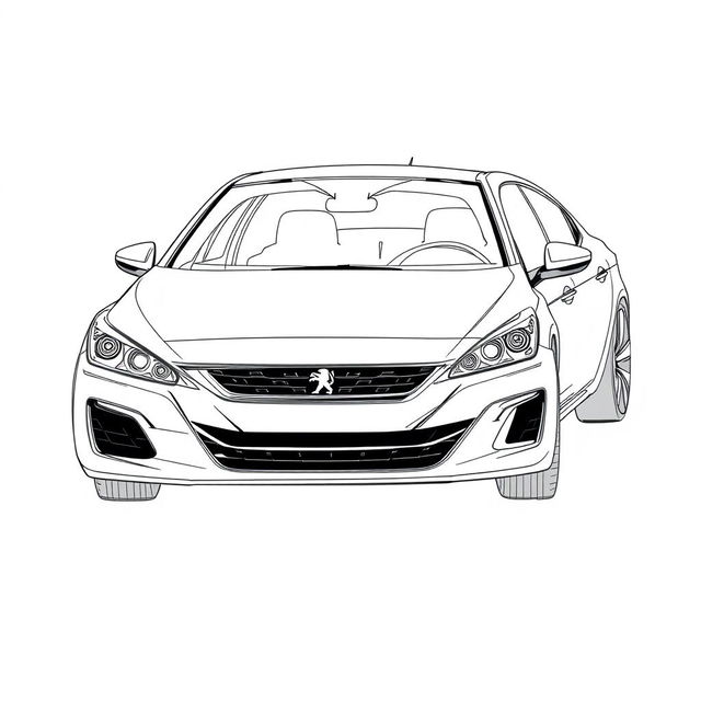 A stunning linear sketch of the Peugeot 308, highlighting its sleek design and modern features