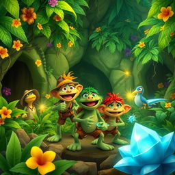 An adventurous scene inspired by a fictional cartel-themed movie featuring Fraggle Rock characters