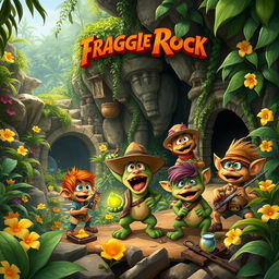 An adventurous scene inspired by a fictional cartel-themed movie featuring Fraggle Rock characters