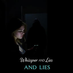 A tense and dramatic scene inspired by the book titled 'Whisper AND Lies', featuring Samantha as she receives a secret message that brings a look of alarm and tension to her face