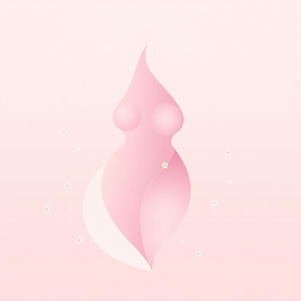 A stylized illustration of an abstract shape symbolizing femininity and sensuality, featuring smooth curves and soft textures, with a color palette of pastel shades blending harmoniously