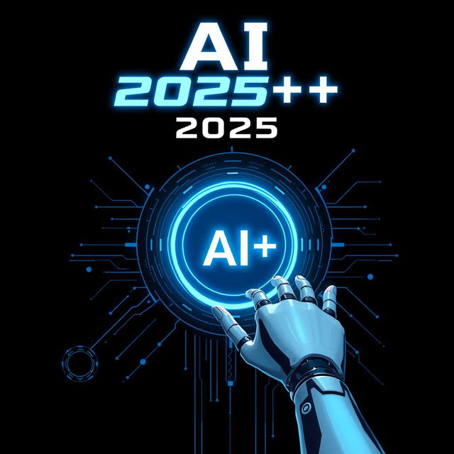 Create an A4 size image for the title 'AI 2025++'