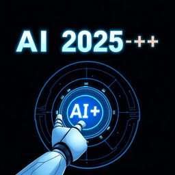 Create an A4 size image for the title 'AI 2025++'