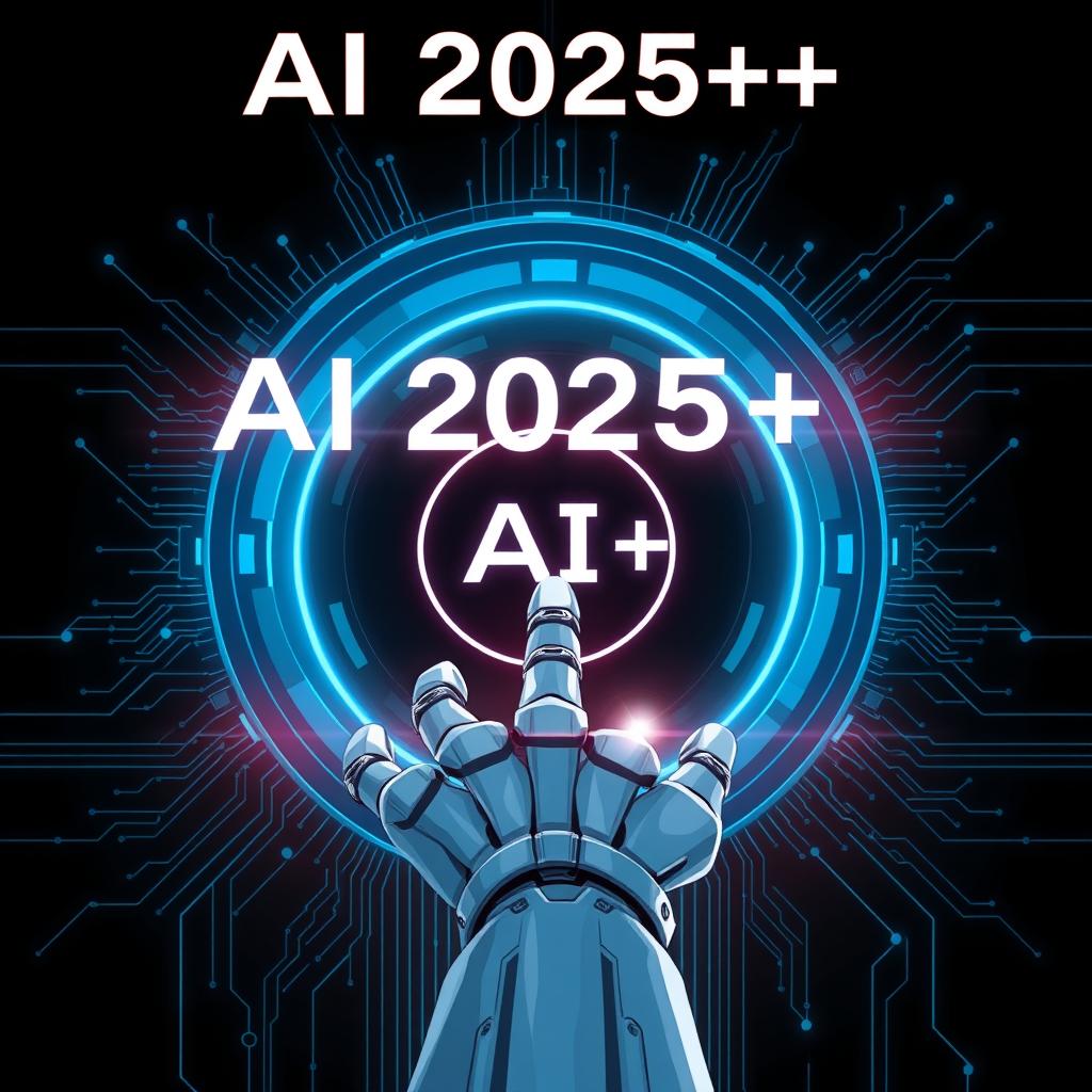 Create an A4 size image for the title 'AI 2025++'