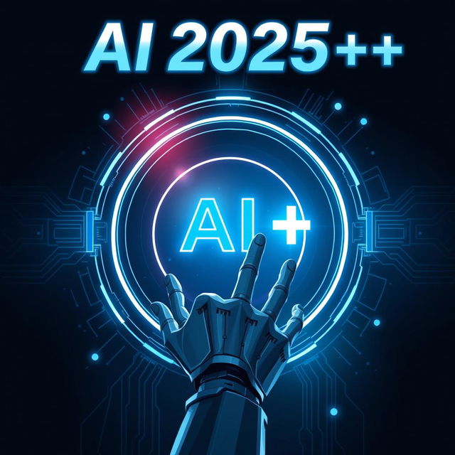 Create an A4 size image for the title 'AI 2025++'