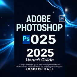 A professional and visually striking book cover for 'Adobe Photoshop 2025 User Guide' by Joseph Paul