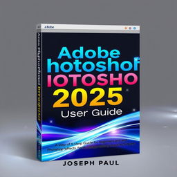 A professional and visually striking book cover for 'Adobe Photoshop 2025 User Guide' by Joseph Paul