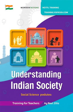 A visually engaging book cover for a social science module titled 'Understanding Indian Society'