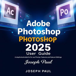 A professional book cover for 'Adobe Photoshop 2025 User Guide' by Joseph Paul