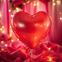 A playful yet provocative scene featuring a colorful decorative balloon shaped like a heart intertwined with playful elements of sensuality