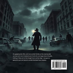 A serious and dark scene depicting a detective investigating in a post-apocalyptic city overrun by zombies