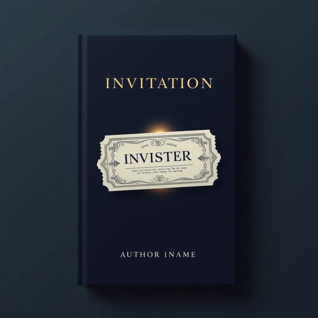 A minimalist book cover design featuring a mysterious invitation ticket placed in the center