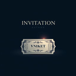 A minimalist book cover design featuring a mysterious invitation ticket placed in the center