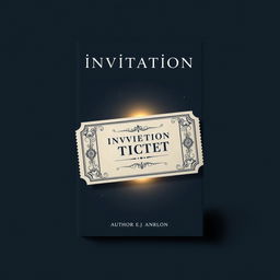 A minimalist book cover design featuring a mysterious invitation ticket placed in the center
