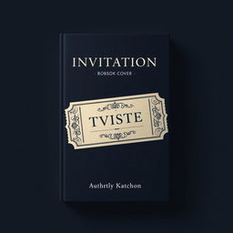 A minimalist book cover design featuring a mysterious invitation ticket placed in the center