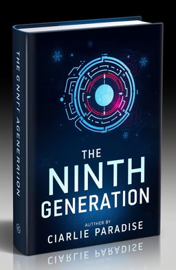 A captivating book cover design for the science fiction novel "The Ninth Generation", featuring an abstract graphical logo that symbolizes futuristic themes and innovation