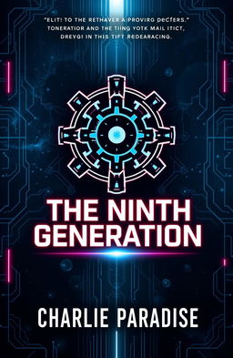 A captivating book cover design for the science fiction novel "The Ninth Generation", featuring an abstract graphical logo that symbolizes futuristic themes and innovation