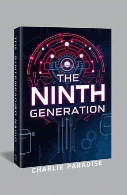 A captivating book cover design for the science fiction novel "The Ninth Generation", featuring an abstract graphical logo that symbolizes futuristic themes and innovation
