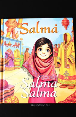 A colorful and imaginative book cover depicting a young girl named Salma exploring a vibrant cultural exhibition