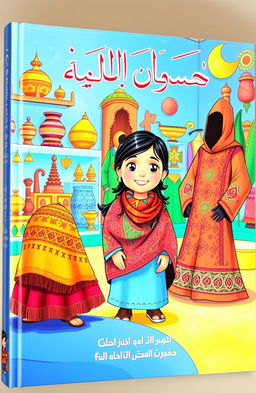 A colorful and imaginative book cover depicting a young girl named Salma exploring a vibrant cultural exhibition
