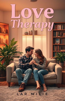 A romantic book cover for a title called 'Love Therapy'