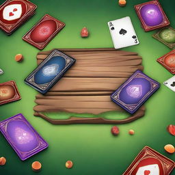 Create an engaging and visually striking background design for a card game that appeals to all ages and sets the mood for strategic gameplay