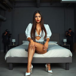A 22-year-old Mexican woman with long straight brunette hair, skinnily built at 90 pounds and 5'6" tall, featuring a long torso and wide hips
