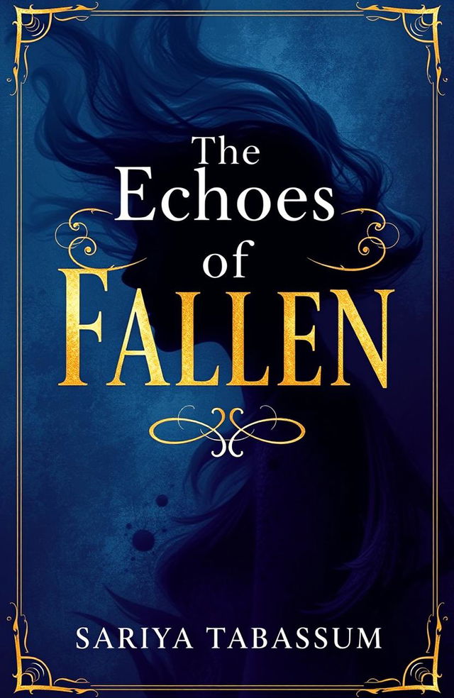 Create a trendy paperback book cover design for a novel titled 'The Echoes of Fallen' by Sariya Tabassum