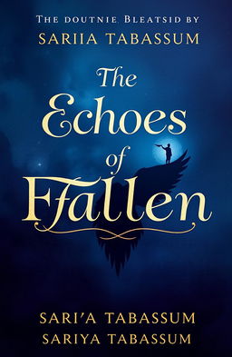 Create a trendy paperback book cover design for a novel titled 'The Echoes of Fallen' by Sariya Tabassum