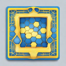 Create a border of repeating pattern of blue and yellow cells along the edges of a card game